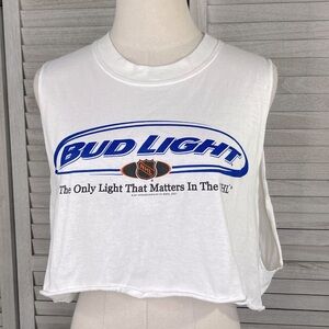 GILDAN Vintage Y2K Bud Light/NHL Upcycled Cropped Sleeveless Tee-XL